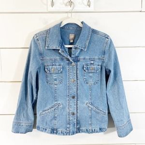 J. Jill Light Wash Blue Button Denim Jean Jacket